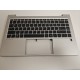 Carcasa superioara cu tastatura palmrest compatibila Laptop, HP, EliteBook 640 G10, 645 G10, N17710-001, N17710-271, N17710-B31, 4BX8QTA00Q0, iluminata, argintie, layout US