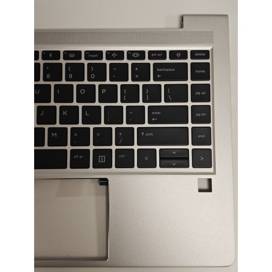Carcasa superioara cu tastatura palmrest compatibila Laptop, HP, EliteBook 640 G10, 645 G10, N17710-001, N17710-271, N17710-B31, 4BX8QTA00Q0, iluminata, argintie, layout US