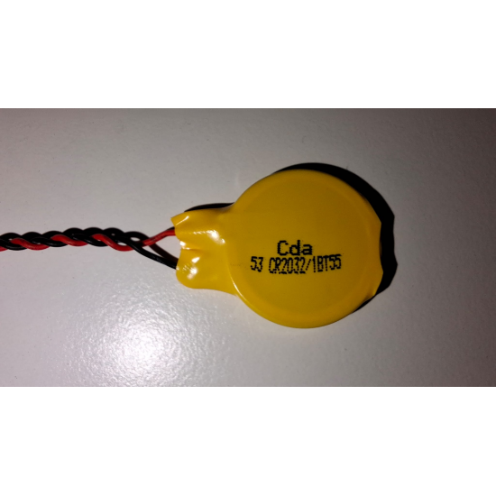 Baterie bios Laptop, CR2032, 1BT55, 3V, 220mAh, CDA 53, 5.5cm, rosu si negru, conector ACES 50285, 1.0 mm, 2 pini