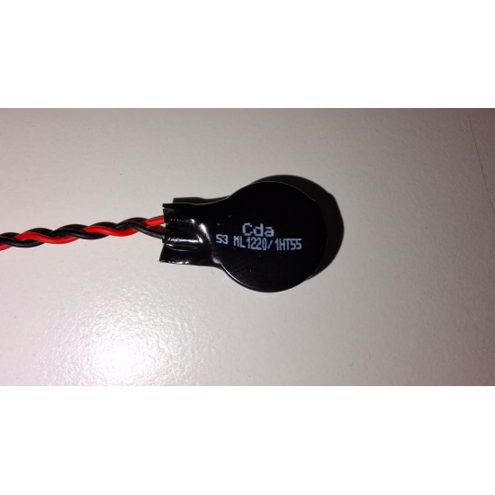 Baterie bios Laptop, ML1220, 1HT55, 3V, 220mAh, CDA 53, 5.5cm, rosu si negru, conector JST SHR-02V-S-B, 1.0 mm, 2 pini