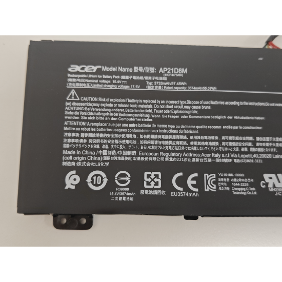 Baterie Laptop Gaming, Acer, Nitro 5 AN515-47, KT.0040G.015, 4ICP4/70/88, AP21D8M, 15.4V, 3733mAh, 57.48Wh