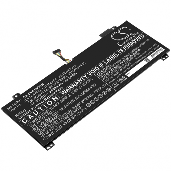 Baterie compatibila Laptop, Lenovo, IdeaPad S530-13IWL Type 81J7, CS-LVA130NB, L17C4PF0, L17M4PF0, SB10W67316, SB10W67414, 5B10R38650, 5B10W67405, 15.36V, 2800mAh, 43.01Wh