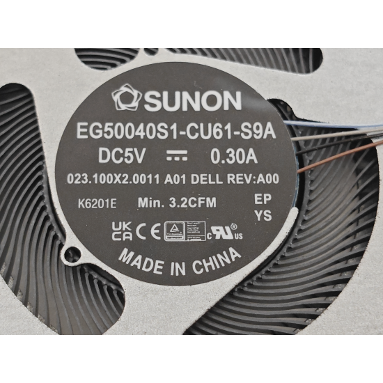 Cooler Laptop, Dell, Latitude 13 7340, P178G, P178G001, (an 2023), XR8RW, 0XR8RW, EG50040S1-CU61-S9A, 5V, 0.30A