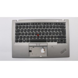 Carcasa superioara cu tastatura palmrest Laptop, Lenovo, ThinkPad X1 Carbon 6th Gen 6, Type 20KH, 20KG, 01YU555, 01YU591, AM16R000310, iluminata, argintie, layout UK