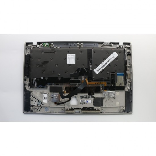 Carcasa superioara cu tastatura palmrest Laptop, Lenovo, ThinkPad X1 Carbon 6th Gen 6, Type 20KH, 20KG, 01YU555, 01YU591, AM16R000310, iluminata, argintie, layout UK