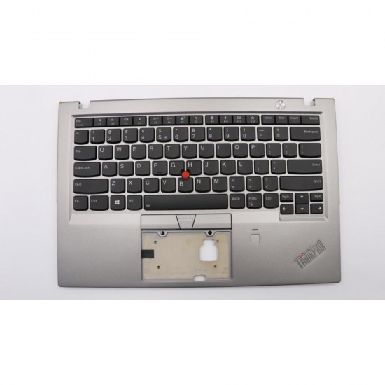 Carcasa superioara cu tastatura palmrest Laptop, Lenovo, ThinkPad X1 Carbon 6th Gen 6, Type 20KH, 20KG, 01YU591, 01YU555, AM16R000310, iluminata, argintie, layout US