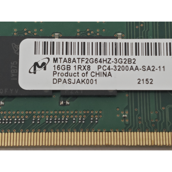 Memorie RAM Laptop, Micron, 16GB, 1Rx8, DDR4, PC4-25600, 3200MHz, 1.2V, MTA8ATF2G64HZ-3G2B2, CL22, Non-ECC, SODIMM, 260 pini