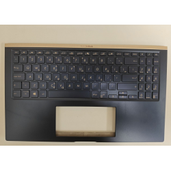 Carcasa superioara cu tastatura palmrest Laptop, Asus, ZenBook 15 UX534F, UX534FA, UX534FAC, UX534FT, UX534FTC, UX534FT-2B, 90NB0NK1-R30GR0, 13NB0NM1P01011-1, 13NB0NM1AM0211, 13N1-9DA0601, iluminata, albastra, layout US/GR (Greek)