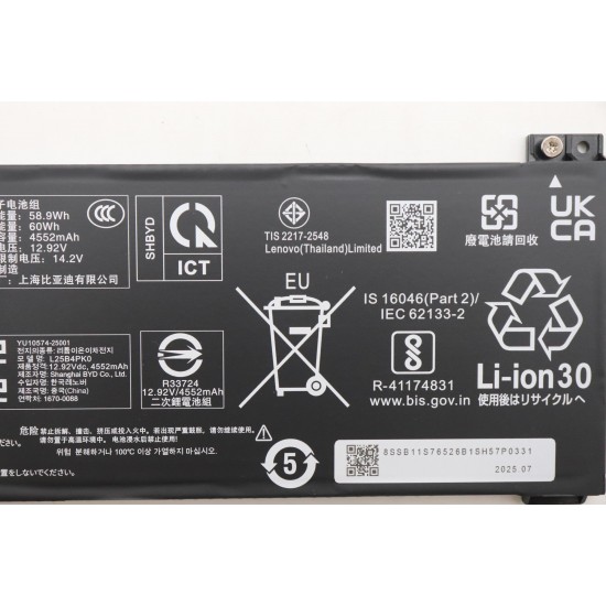 Baterie Laptop Gaming, LOQ 15IPH11 Type 83SL, 5B11S76524, 4IFpP4/65/134, L25B4PK0, 12.92V, 4552mAh, 60Wh