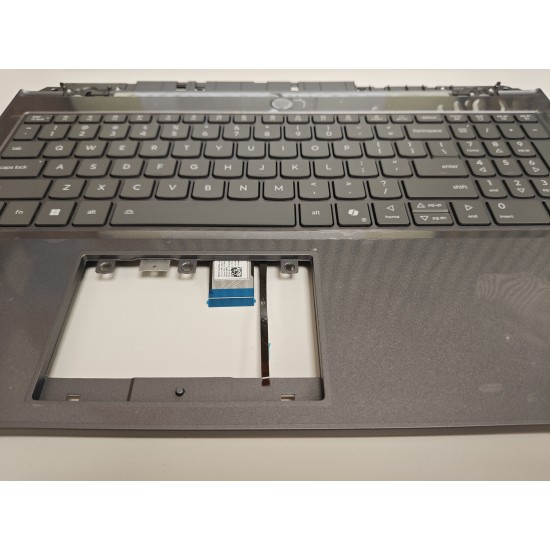 Carcasa superioara palmrest cu tastatura Laptop Gaming, Lenovo, LOQ Essential 15IRX11 Type 83SC, 5CB1T08848, APB6X000301, AMB6X000300, iluminata, 4 pini, gri, layout US