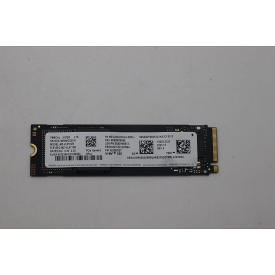 Solid State Drive (SSD) Samsung PM9C1a, 512GB, PCIe Gen 4.0 x 4, NVMe M.2, MZ-VL8512B, 6000 MB/s, 5600 MB/s, Laptop/Desktop, Refurbished