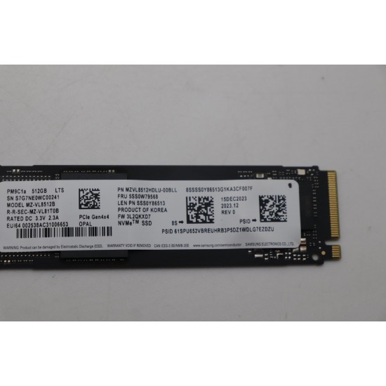 Solid State Drive (SSD) Samsung PM9C1a, 512GB, PCIe Gen 4.0 x 4, NVMe M.2, MZ-VL8512B, 6000 MB/s, 5600 MB/s, Laptop/Desktop, Refurbished