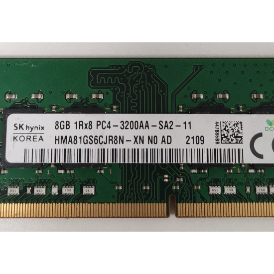 Memorie RAM Laptop, SK hynix, 8GB, 1Rx8, DDR4, PC4-25600, 3200MHz, 1.2V, HMA81GS6CJR8N-XN, CL22, Non-ECC, SODIMM, 260 pini