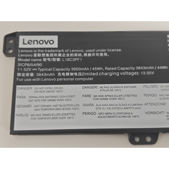 Baterie Laptop Gaming, Lenovo, IdeaPad L340-15IRH Type 81LK, 81TR, 5B10T04976, 3ICP6/54/90, L18C3PF1, 11.52V, 3843mAh, 45Wh