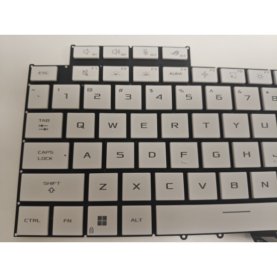 Tastatura Laptop Gaming, Asus, ROG Zephyrus G16 GU605C, GU605CP, GU605CR, GU605CW, iluminata, RGB Per Key, 12 pini, alba, layout US