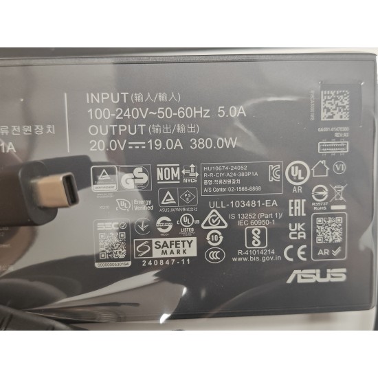 Incarcator Laptop Gaming, Asus, ROG Strix G18 G815L, G815LW, 0A001-01470300, A24-380P1A, 20V, 19A, 380W, mufa drepunghiulara 8.0x4.0mm