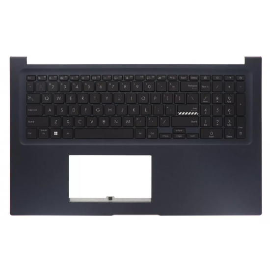 Carcasa superioara cu tastatura palmrest Laptop, Asus, VivoBook 17 P1704V, P1704VA, 90NB10F2-R32UI0, 13NB10F2P05012-3, 13N1-GZA0D01, 13N1-GZA0K31, 13NB10F0M010X1, X1704ZA-1B, iluminata, albastru inchis, layout US