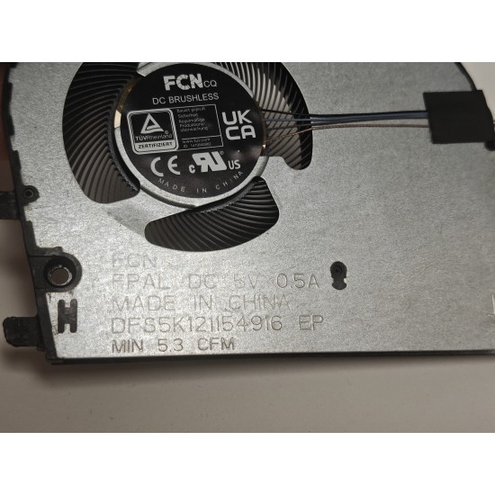 Cooler procesor Laptop, Dell, Inspiron 16 5625, P117F, P117F005, KPJ01, 0KPJ01, DFS5K121154916-FPAL, 023.100QE.0001, 5V, 0.5A, CPU