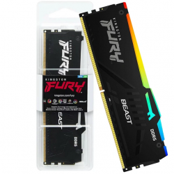 Memorie RAM PC Desktop, Kingston FURY Beast RGB, 16GB, 1Rx8, DDR5, PC5-41600, 5200MHz, 1.25V, KF552C40BBA-16, CL40, Non-ECC, UDIMM, 288 pini