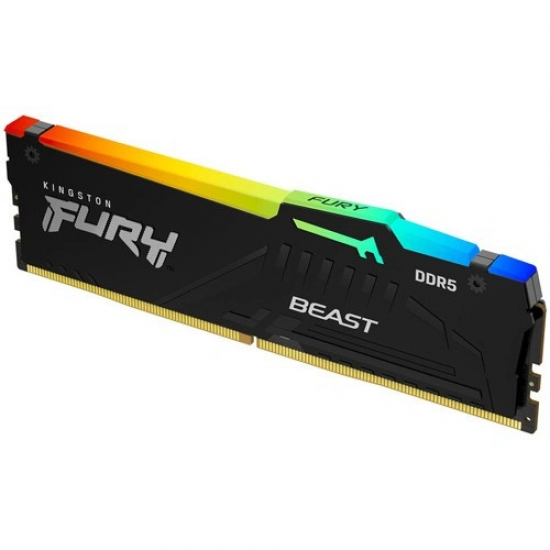 Memorie RAM PC Desktop, Kingston FURY Beast RGB, 16GB, 1Rx8, DDR5, PC5-41600, 5200MHz, 1.25V, KF552C40BBA-16, CL40, Non-ECC, UDIMM, 288 pini