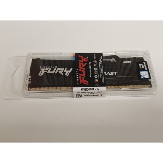 Memorie RAM PC Desktop, Kingston FURY Beast RGB, 16GB, 1Rx8, DDR5, PC5-41600, 5200MHz, 1.25V, KF552C40BBA-16, CL40, Non-ECC, UDIMM, 288 pini