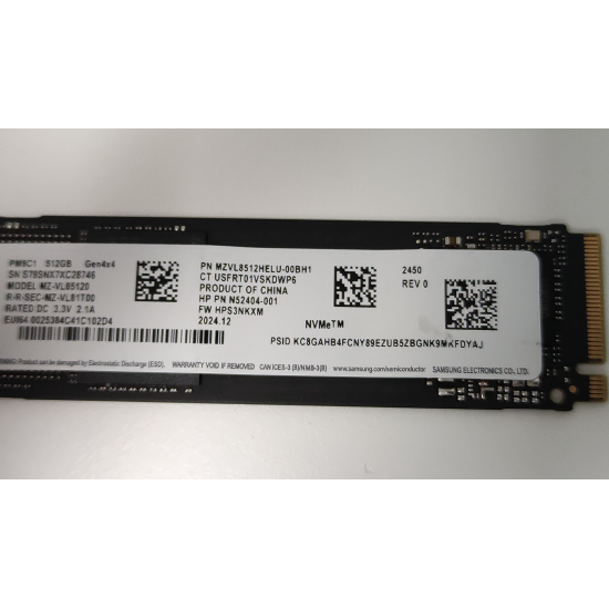 Solid State Drive (SSD) Samsung PM9C1, 512GB, PCIe Gen 4.0 x 4, NVMe M.2, MZ-VL85120, MZVL8512HELU-00BH1, 4950 MB/s, 2500 MB/s, Laptop/Desktop, Nou