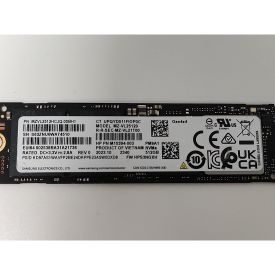Solid State Drive (SSD) Samsung PM9A1, 512GB, PCIe Gen 4.0 x 4, NVMe M.2, MZ-VL25120, MZVL2512HCJQ-00BH1, 6900 MB/s, 5000 MB/s, Laptop/Desktop, Nou