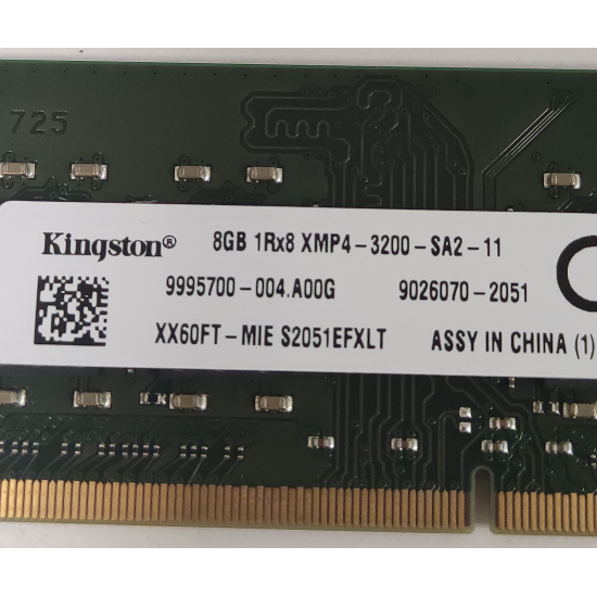Memorie RAM Laptop, Kingston, 8GB, DDR4, PC4-25600, 3200MHz, 1.2V, XX60FT-MIE, CL22, Non-ECC, SODIMM, 260 pini