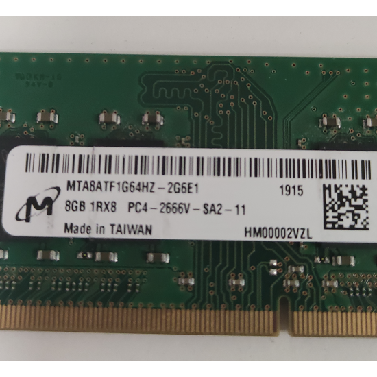 Memorie RAM Laptop, Micron, 8GB, 1Rx8, DDR4, PC4-21300, 2666MHz, 1.2V, MTA8ATF1G64HZ-2G6E1, CL19, Non-ECC, SODIMM, 260 pini