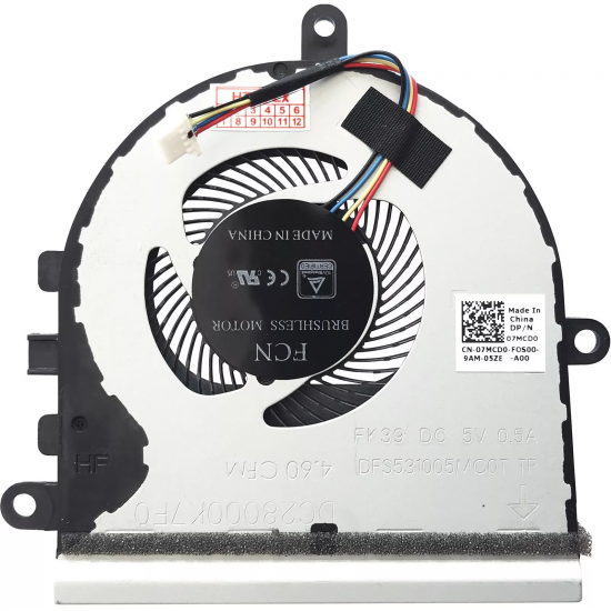 Cooler Laptop, Dell, 7MCD0, 07MCD0, PB7806S05HN2, DC28000K7E0, UMA, 5V, 0.5A