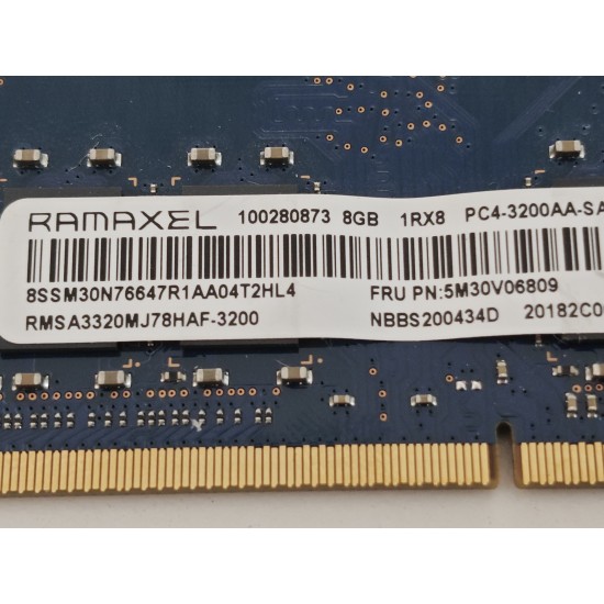 Memorie RAM Laptop, Ramaxel, 8GB, 1Rx8, DDR4, PC4-25600, 3200MHz, 1.2V, RMSA3320MJ78HAF-3200, CL22, Non-ECC, SODIMM, 260 pini
