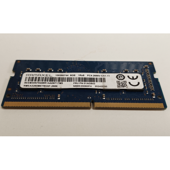 Memorie RAM Laptop, Ramaxel, 8GB, 1Rx8, DDR4, PC4-21300, 2666MHz, 1.2V, RMSA3260ME78HAF-2666, CL19, Non-ECC, SODIMM, 260 pini
