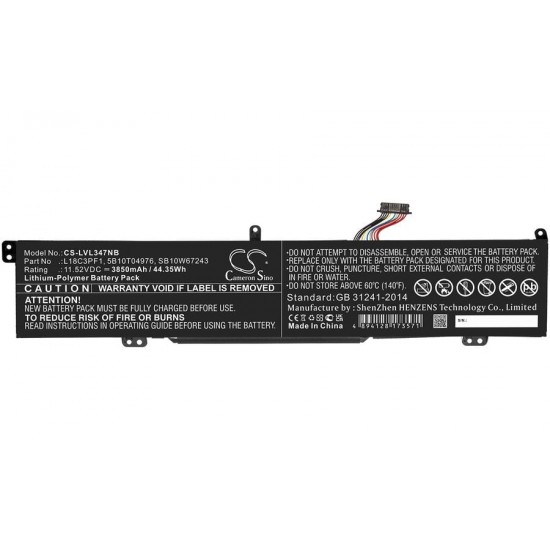 Baterie compatibila Laptop Gaming, Lenovo, IdeaPad L340-17IRH Type 81LL, 5B10T04976, SB10W67243, CS-LVL347NB, L18C3PF1, 11.52V, 3850mAh, 44.35Wh