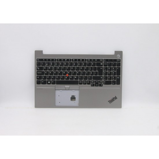 Carcasa superioara cu tastatura palmrest Laptop, Lenovo, Thinkpad E15 Gen 1 Type 20RD, 20RE, 5M10V16943,  AM1D6000610, AM1D6000A00, FA1D6000EX0, FE5A0, iluminata, argintie, layout UK