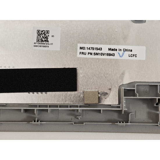 Carcasa superioara cu tastatura palmrest Laptop, Lenovo, Thinkpad E15 Gen 1 Type 20RD, 20RE, 5M10V16943,  AM1D6000610, AM1D6000A00, FA1D6000EX0, FE5A0, iluminata, argintie, layout UK