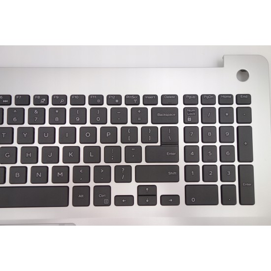 Carcasa superioara cu tastatura palmrest Laptop, Dell, Inspiron 15 5583, P86F, P86F001, HC3KR, 0HC3KR, F77JT, 0F77JT, 021HY, 0021HY, 439.0FW02.0002-3, argintie, layout US