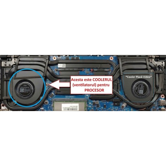 Cooler procesor laptop Gaming, Asus, TUF A16 FA607P, FA607PI, FA607PV, FA607PU, 13NR0HW0M03011, DFSCL12E16486P-FS3Q, 6033B0131401, 12V, 1A, CPU
