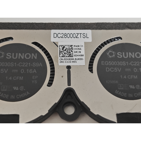 Ansamblu coolere Laptop 2-in-1, Dell, DHK6M, 0DHK6M, EG50030S1-C221-S9A, DC28000ZTSL, ND55C0E-21H20, DC28000ZTDL, 5V, 0.16A