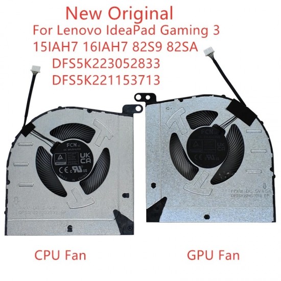 Set coolere Laptop Gaming, Lenovo, IdeaPad 3 16ARH7 Type 82SC, 5H40S20574, DFS5K223052833 FPKX, DFS5K221153713 FPKW, 5V, 0.5A