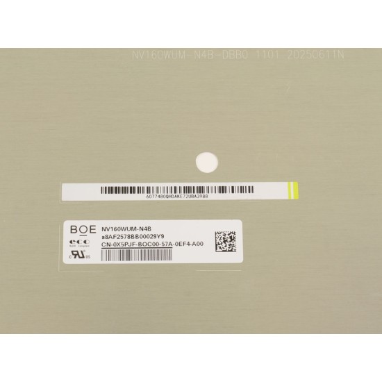 Display Laptop, Dell, Pro Max 16 MC16250, P136F, P136F001, X5PJF, 0X5PJF, NV160WUM-N4B, 16.0 inch, Rezolutie FHD+, 1920x1200, conector 17mm, non touch, 60Hz, 30 pini