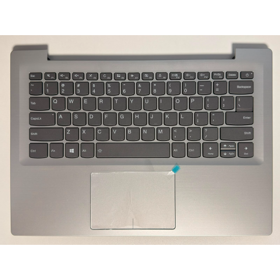 Carcasa superioara cu tastatura palmrest Laptop, Lenovo, IdeaPad 320S-14IKB Type 80X4, 81BN, 5CB0N78343, APTYS000302, AM1YS000200, ET1YN000100, iluminata, Mineral Grey, layout US