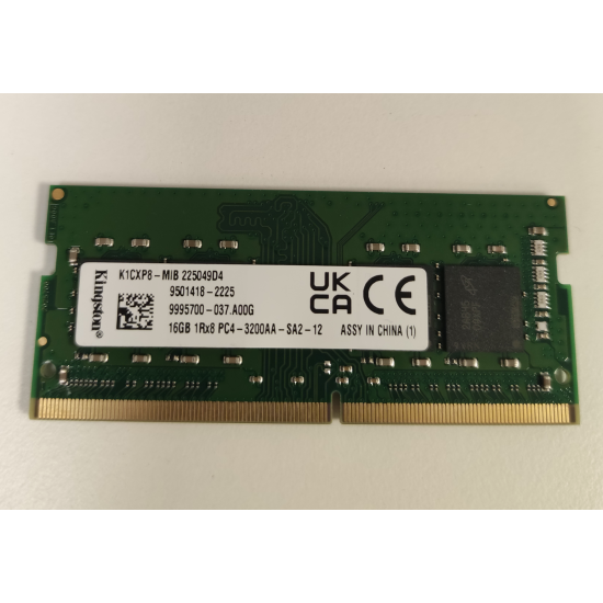 Memorie RAM Laptop, Kingston, 16GB, 1Rx8, DDR4, PC4-25600, 3200MHz, 1.2V, K1CXP8-MIB, CL22, Non-ECC, SODIMM, 260 pini