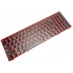 Tastatura laptop, Lenovo, IdeaPad G580A, P580, V580, N586, N585, cu rama, rosie, US