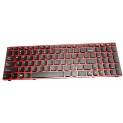Tastatura laptop, Lenovo, IdeaPad G580A, P580, V580, N586, N585, cu rama, rosie, US