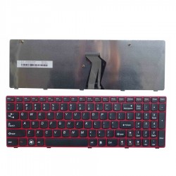 Tastatura laptop, Lenovo, IdeaPad Z585A, Z580A, G590, G580AM, G580G, cu rama, rosie, US