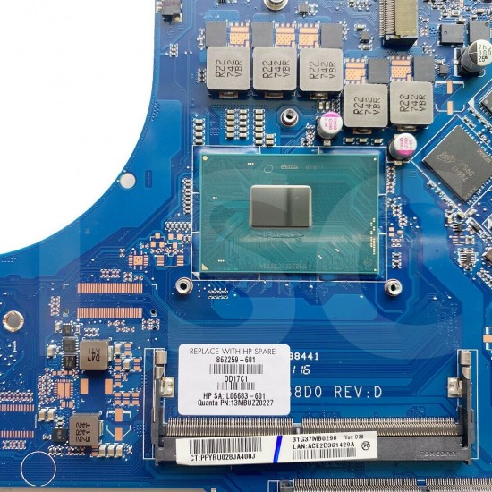 Placa de baza Laptop HP Pavlion 17-AB, 965M 4GB w/i7-6700HQ 862259-601 862259-001 DAG37AMB8D0