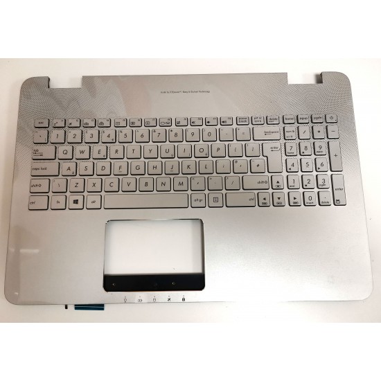 Carcasa superioara tastatura palmrest laptop, Asus, ROG G551, G551V, G551VW, G551J, G551JW, GL551, GL551J, GL551JW, argintie, iluminata, UK Carcasa Laptop