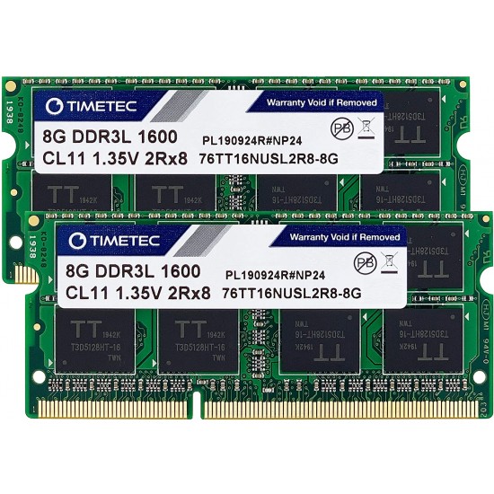 Kit Memorie Laptop, Timetec Hynix, IC 16GB (2x8GB) PC3L-12800 DDR3L, Unbuffered 1.35V / 1.5V, CL11, 2Rx8, Dual Rank 204 PIN Memorie RAM Noua