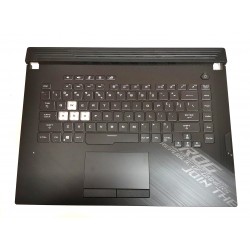 Carcasa superioara cu tastatura palmrest Laptop Gaming, Asus, ROG Strix G15 G512LI, 90NR0341-R32UI0, G512LWS-1C, conector iluminare RGB 8 pini, conector touchpad 8 pini, neagra, layout US