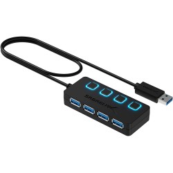 Hub 4 porturi USB 3.0, buton on/off individual